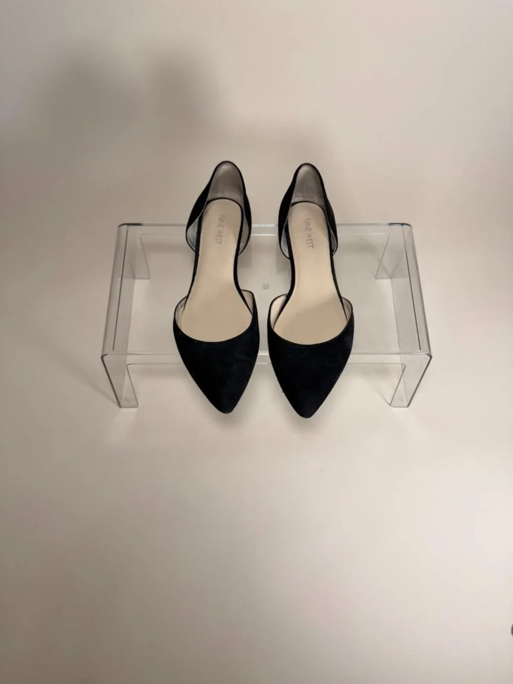 Nine West Starship Black Suede Pointed Toe D'Orsay Flats Sz 8.5
